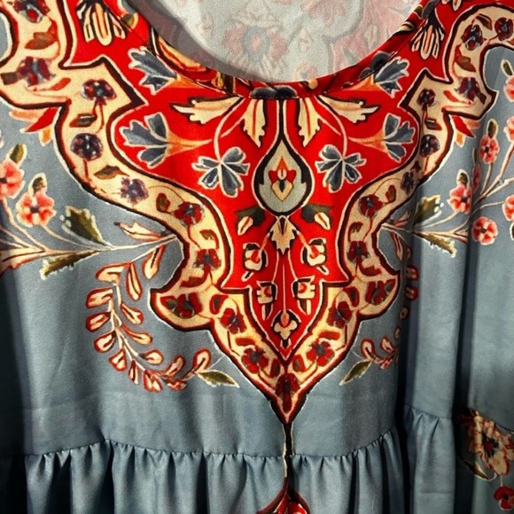 Boho Cottagecore Floral Paisley Print Sleeveless Dress - Picture 3 of 8